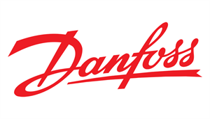 Ein rotes Danfoss-Logo auf weißem Hintergrund