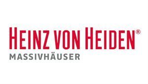 Das logo von heinz von heiden massivhauser ist rot und weiß.