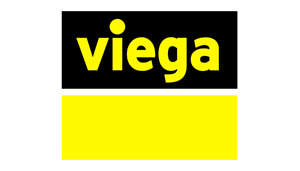 Ein gelb-schwarzes Viega-Logo auf weißem Hintergrund