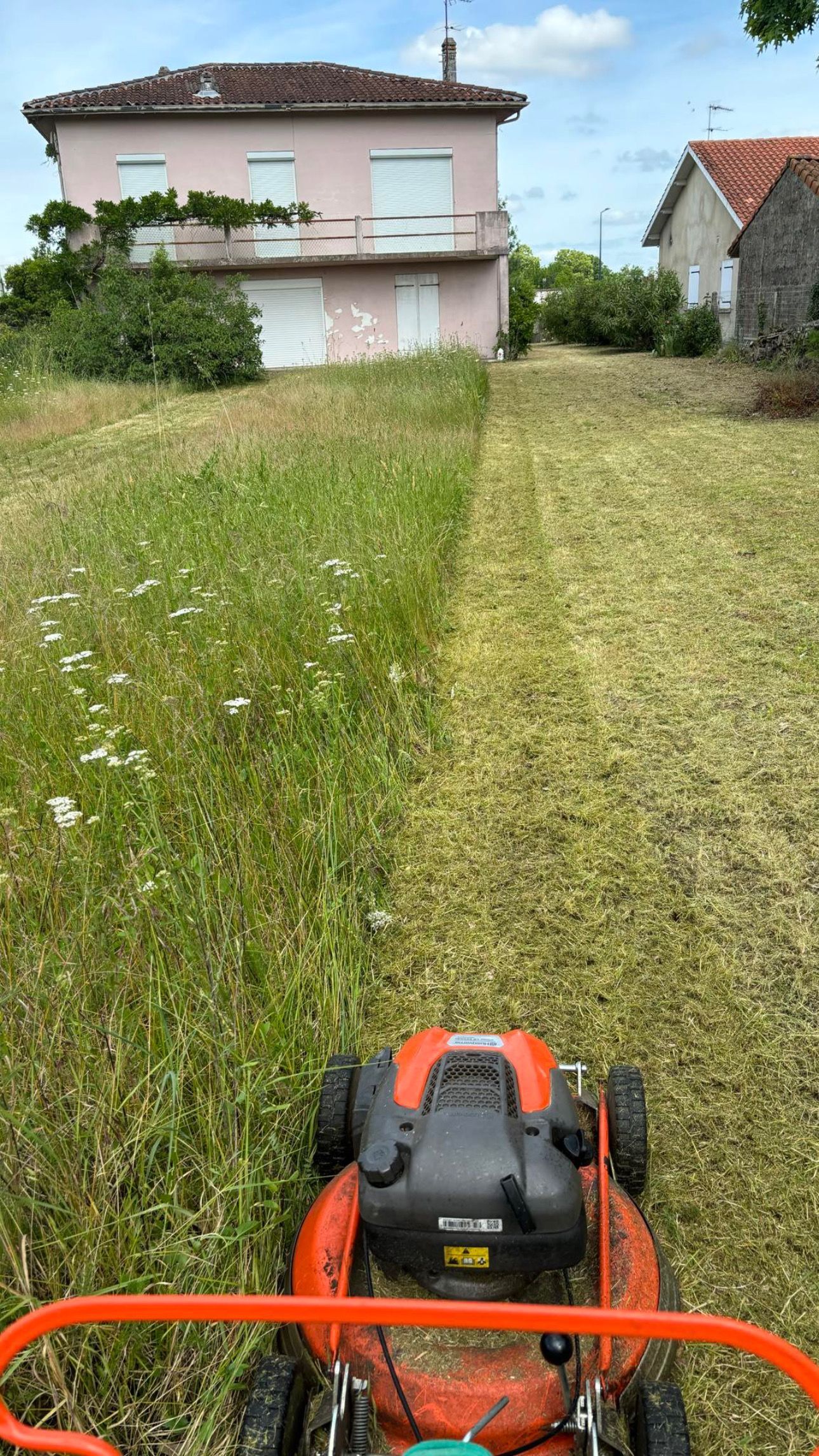 Passage d'une tondeuse.