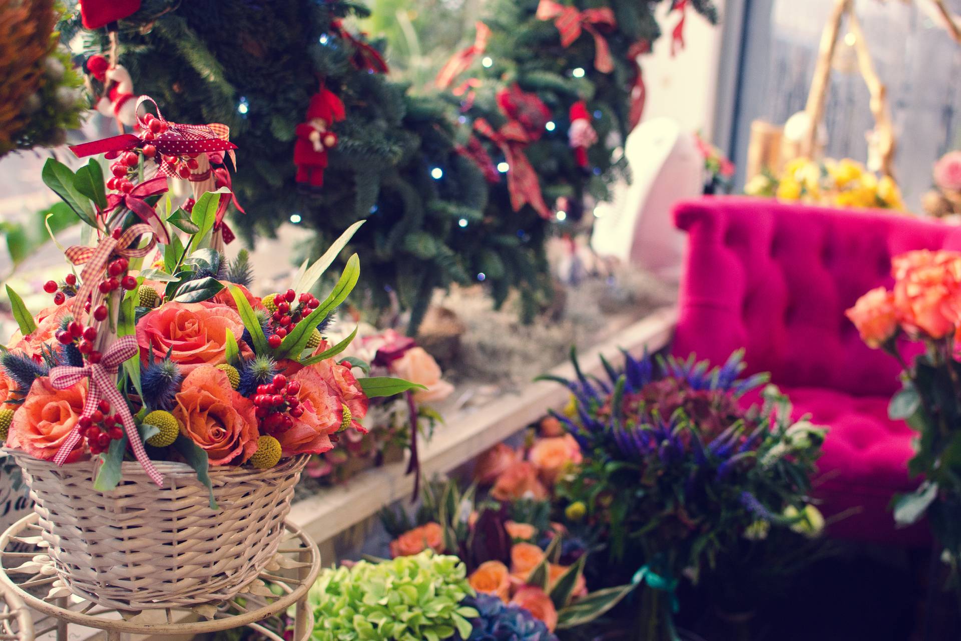 Blumen in einem Schaufenster