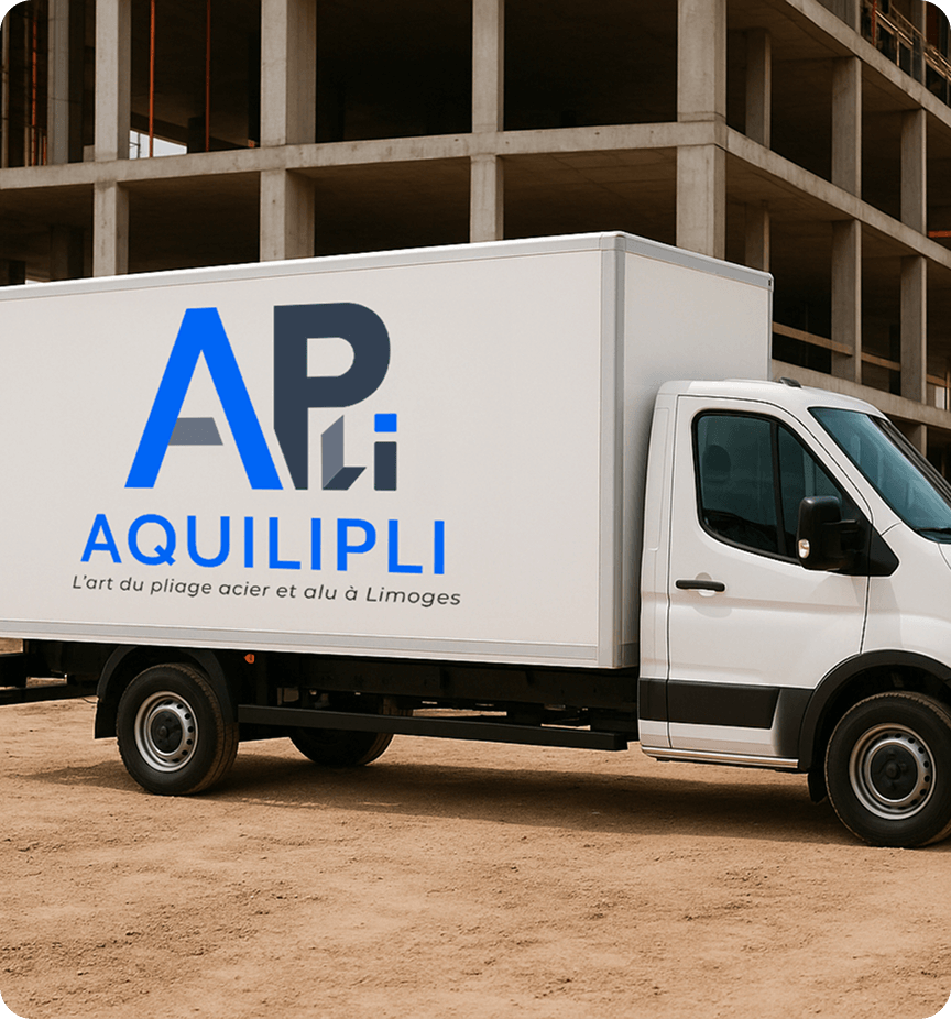 Camion de chantier AQUILIPLI pour le pliage alu et acier à Limoges