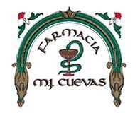Logotipo de farmacia: Marco arqueado verde con s&iacute;mbolo de farmacia, texto "Farmacia" y "MJ Cuevas".