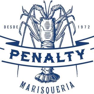 Un logo azul y blanco para la marisquería de Penalty.