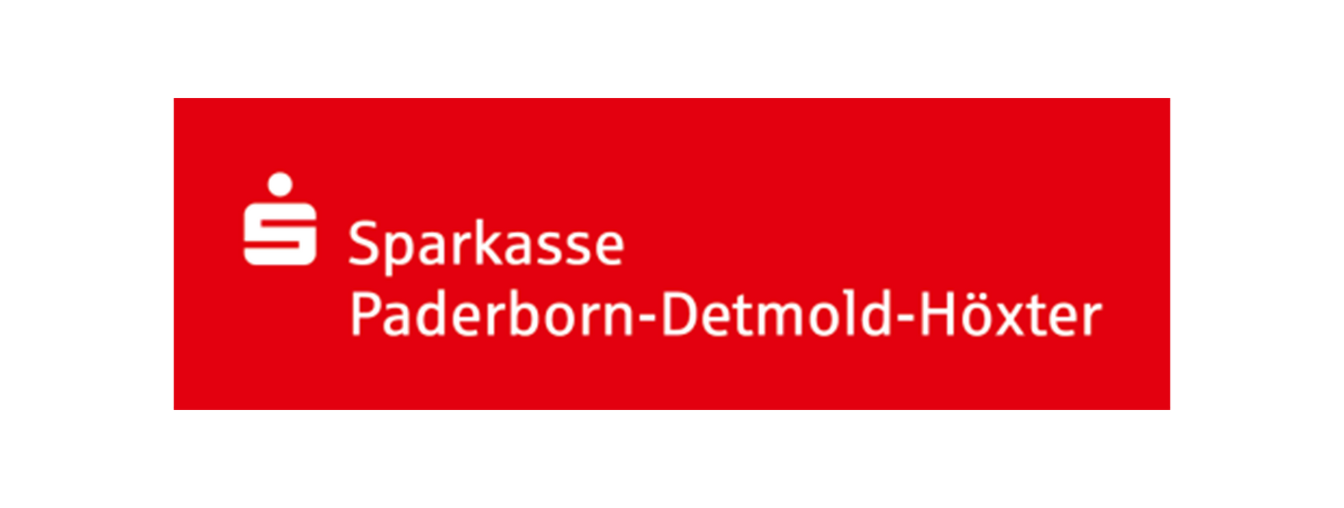 Ein rot-weißes Logo für die Sparkasse Paderborn-Detmold-Höxter