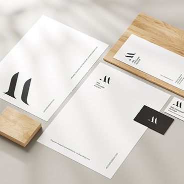 Support de communication corporatif avec enveloppe, lettre et cartes de visite