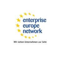 Ein Logo für Enterprise Europe Network mit gelben Sternen