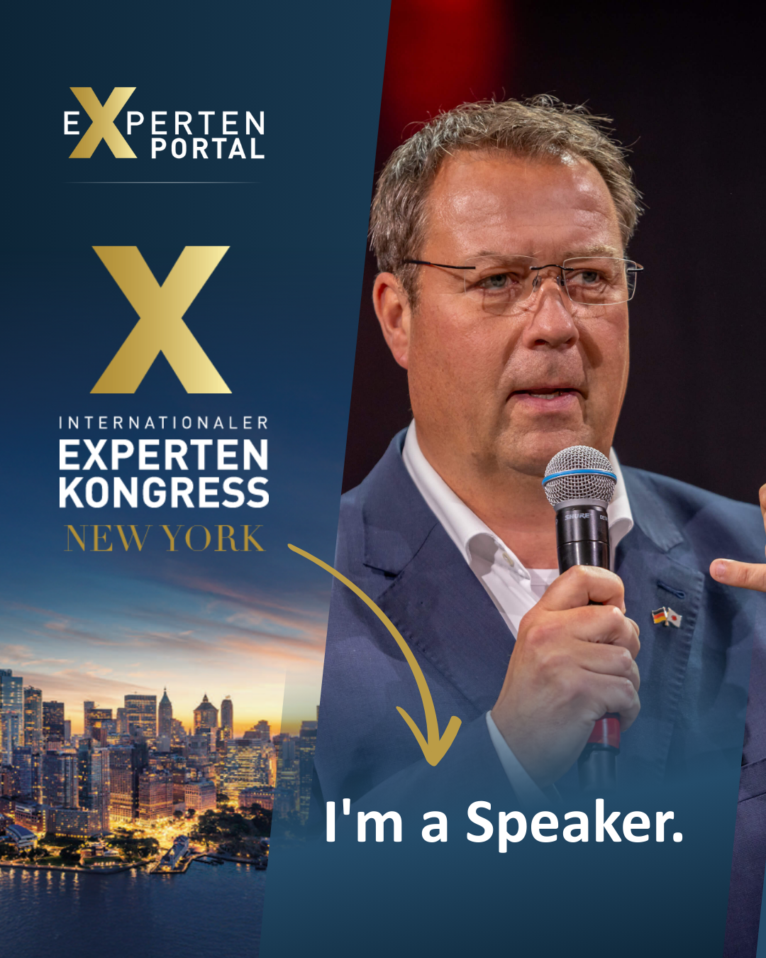 Mann spricht bei einem internationalen Expertenkongress in New York in ein Mikrofon.