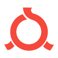 Ein roter Kreis mit einem Wirbel in der Mitte auf weißem Hintergrund