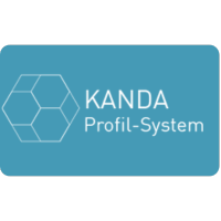 Ein blau-weißes Logo für Kanda Profil-System
