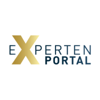 Logo für Experten Portal, eine Plattform. Enthält ein goldenes „X“ mit „Experten“ und „Portal“ in Dunkelblau.