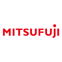 Das Mitsubishi-Logo ist rot und weiß auf weißem Hintergrund.
