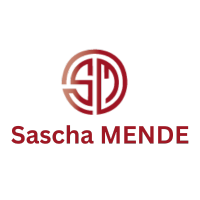 Ein Logo für Sascha Mende mit einem roten SD im Kreis