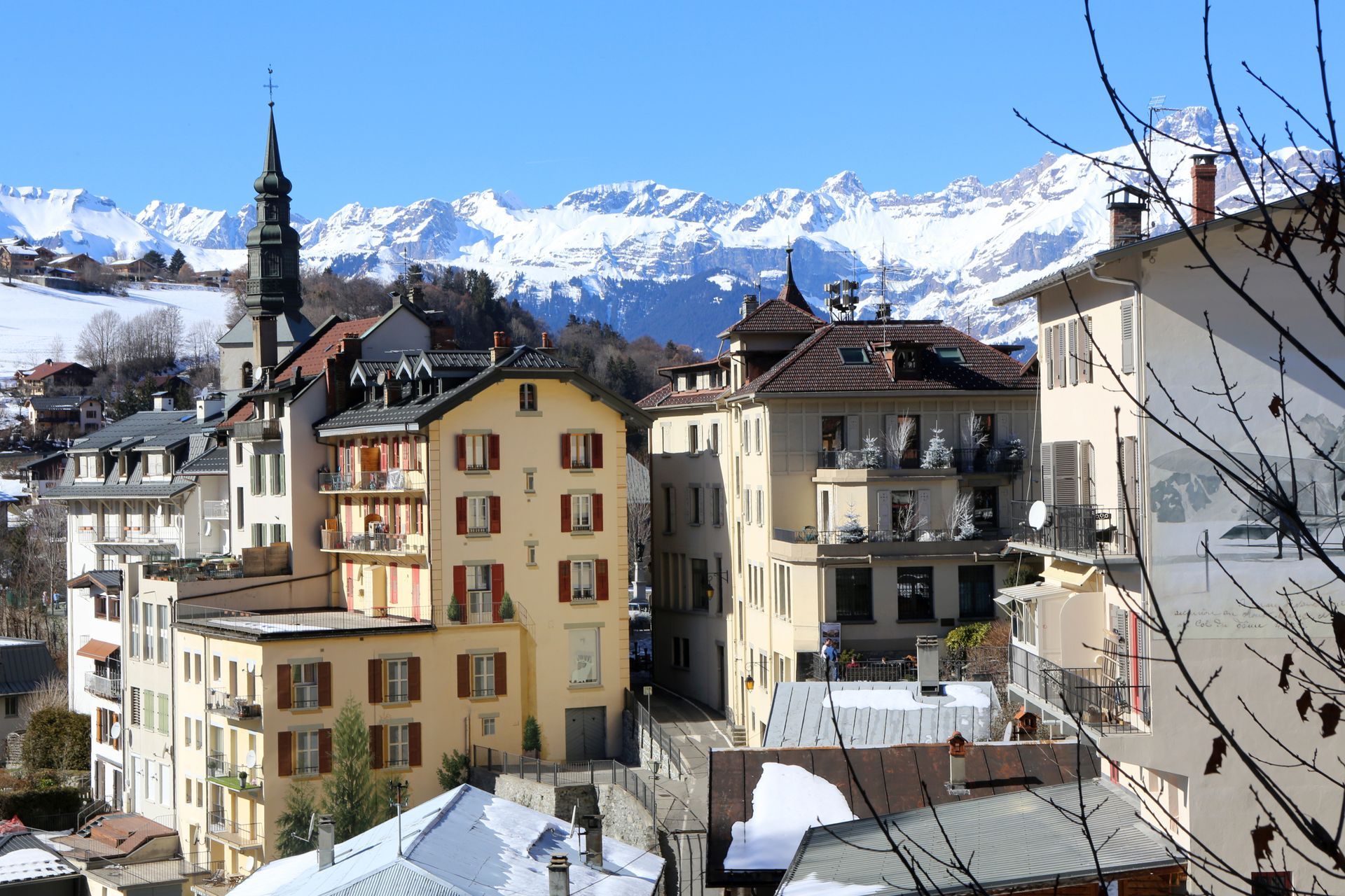 Prise de vue du village de Saint-Gervais-les-Bains.