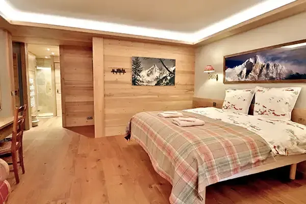 Chambre pour deux du chalet Le Bois du Bouchet à Combloux.