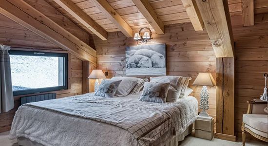 Belle grande chambre du Chalet W à Saint-Gervais-les-Bains. 