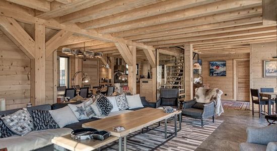 Salon séjour du Chalet W à Saint-Gervais-les-Bains. 