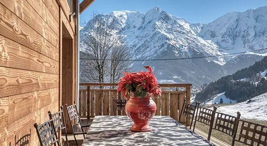 Vue depuis la terrasse du Chalet W à Saint-Gervais-les-Bains. 