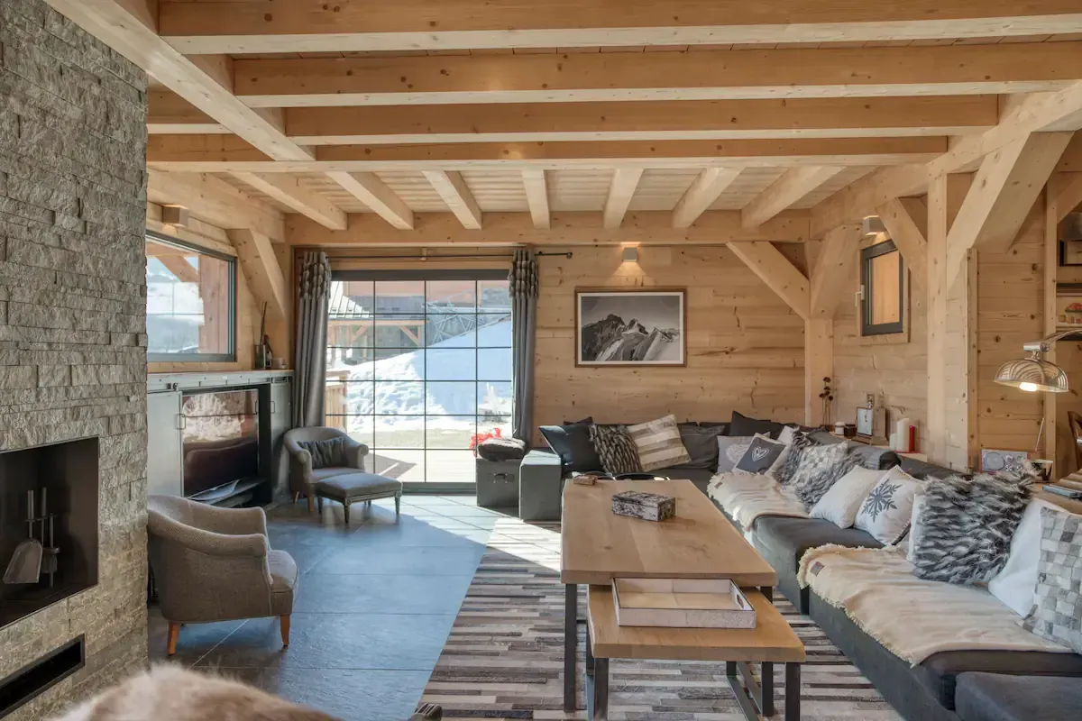 Salon du Chalet W à Saint-Gervais-les-Bains. 