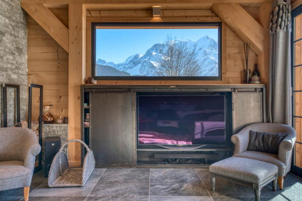 Salon du Chalet W à Saint-Gervais-les-Bains. 