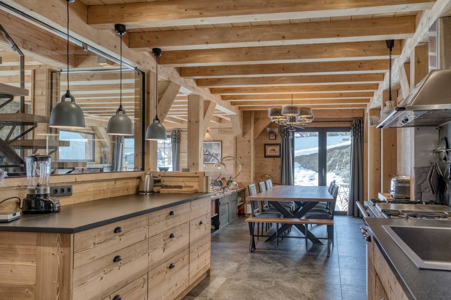 Cuisine du chalet du Chalet W à Saint-Gervais-les-Bains. 