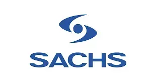 Logotipo azul da Sachs: forma estilizada em 
