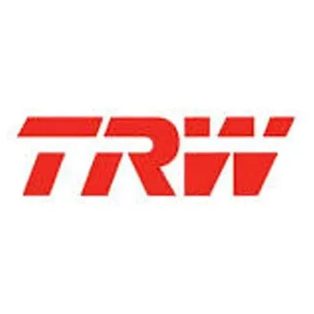Logotipo TRW vermelho sobre fundo branco.