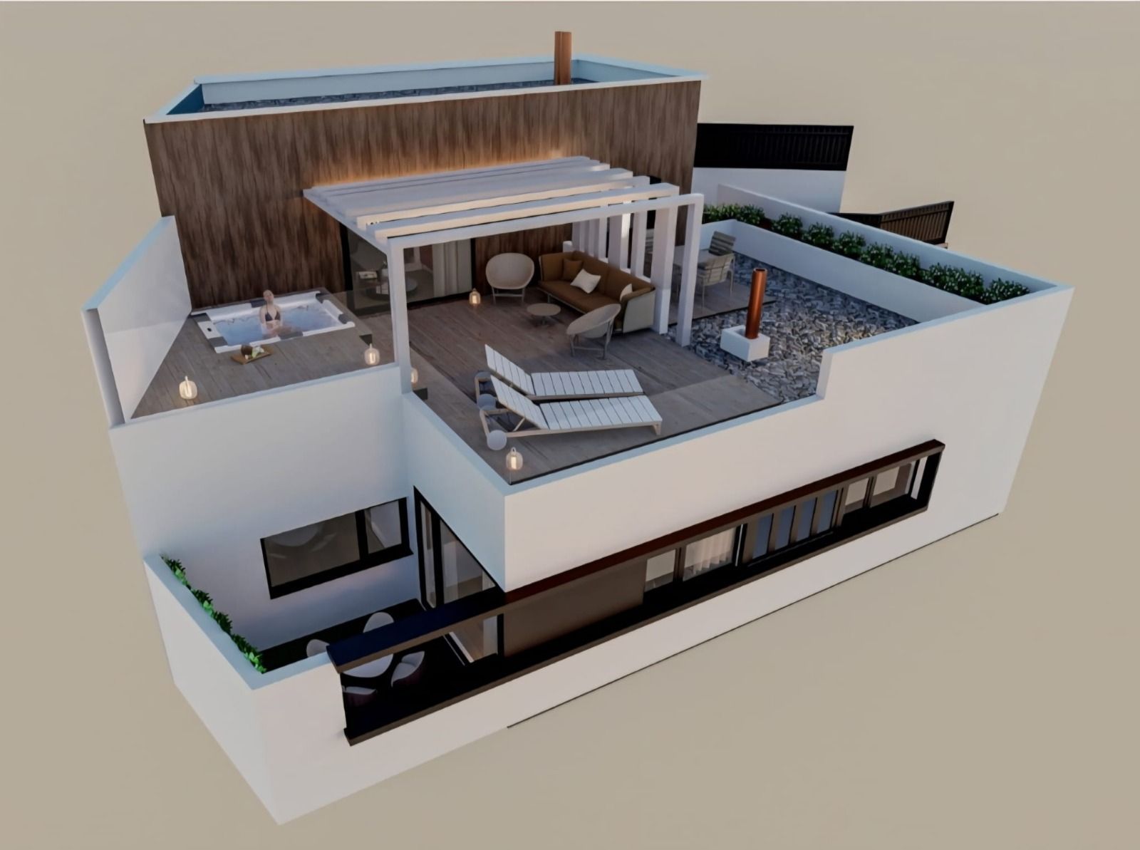 Una gran estructura metálica con techo y paredes