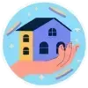Una mano sostiene una casa en un círculo.