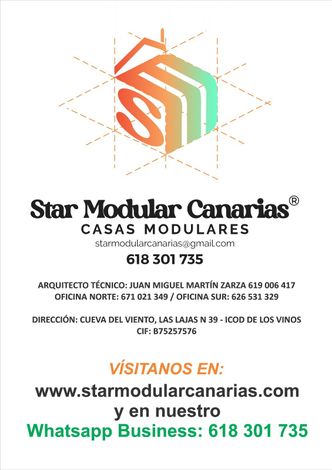 Un logotipo para estrella montiel canarias casas modulares icono sobre fondo naranja.