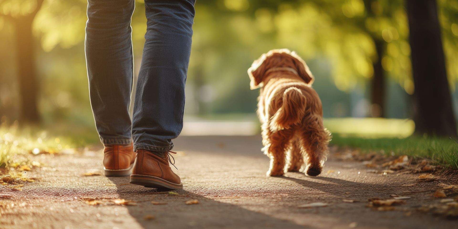 Chien et homme marchant côte à côte