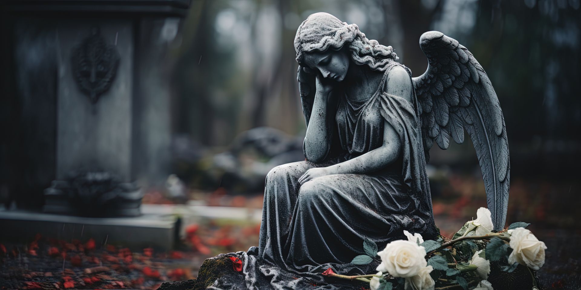 Statue d'un ange qui pleure