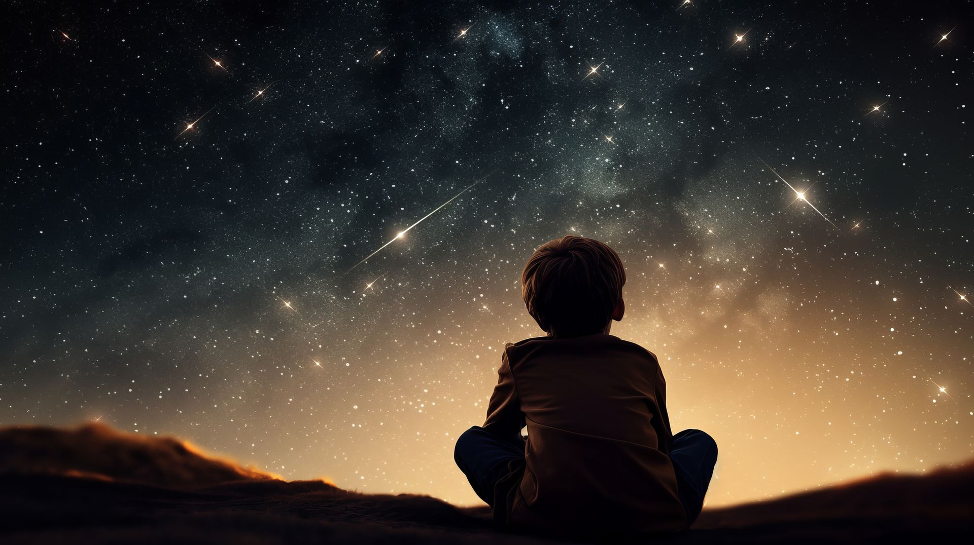 Enfant regardant le ciel étoilé