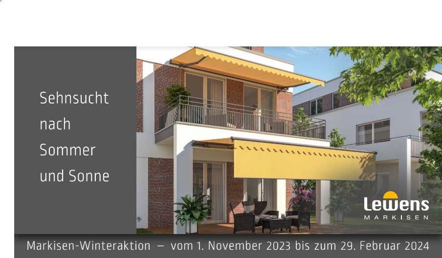 Ein Bild von einem Haus mit einer gelben Markise, auf der Lewens steht