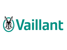 Logo Vaillant turquoise avec une tête de lapin stylisée à l'intérieur d'un cercle turquoise, à côté du mot Vaillant en caractères turquoise.