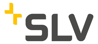 Le logo SLV : une icône géométrique jaune à côté des lettres « SLV » en caractères sans empattement gris foncé, gras et arrondis.
