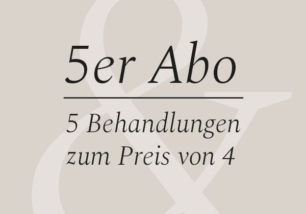 A sign that says 5er abo 5 behandlungen zum preis von 4