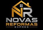 Logotipo de Novas Reformas Expres en negro, gris y dorado con un tejado de casa estilizado y las letras NR