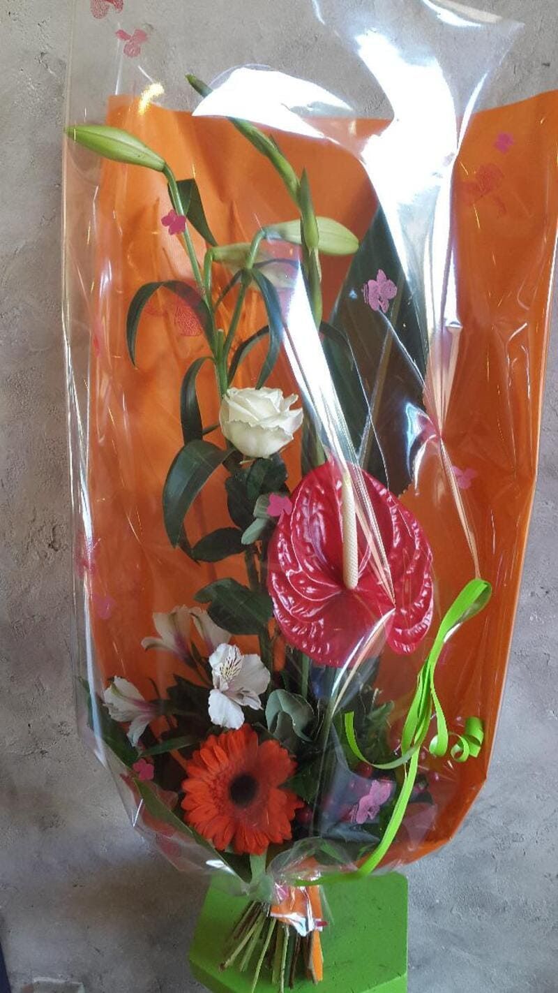bouquet fleurs blanches et rouges