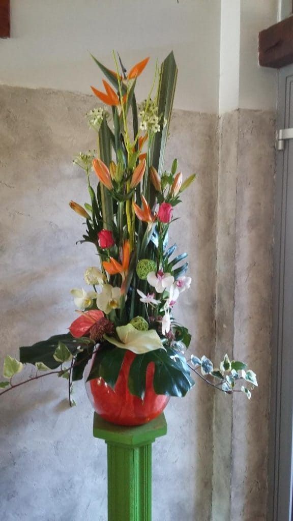 composition florale en pot
