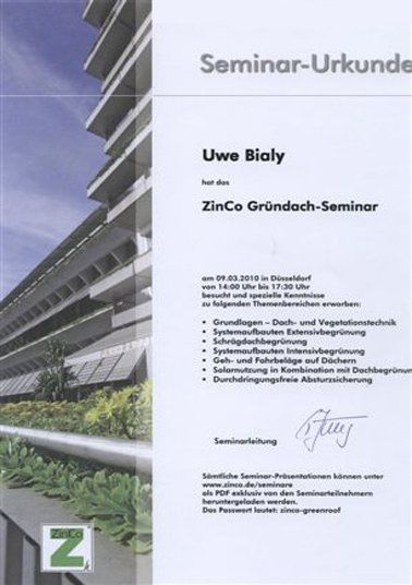 Urkunde Witzger Bedachungen GmbH