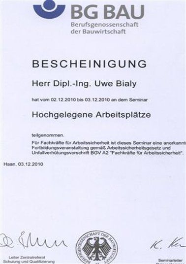 Bescheinigung Witzger Bedachungen GmbH