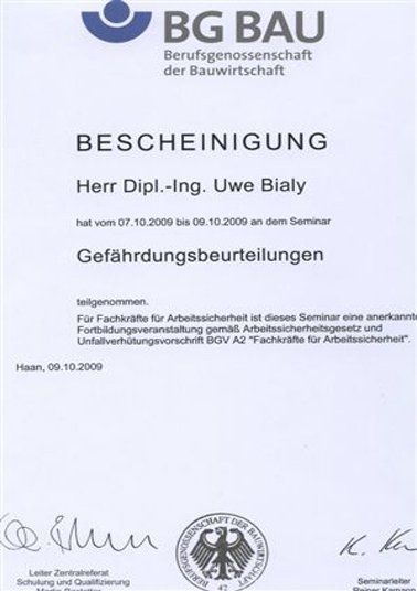 Bescheinigung Witzger Bedachungen GmbH