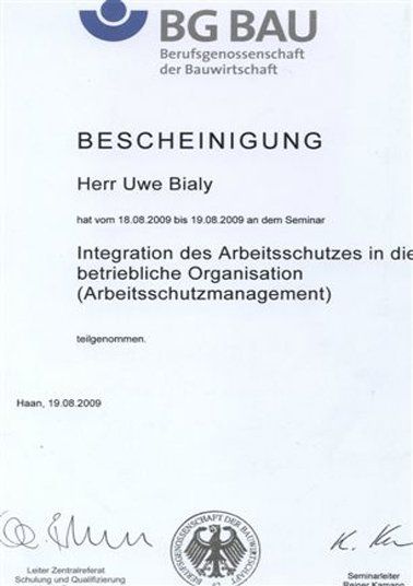 Bescheinigung Witzger Bedachungen GmbH