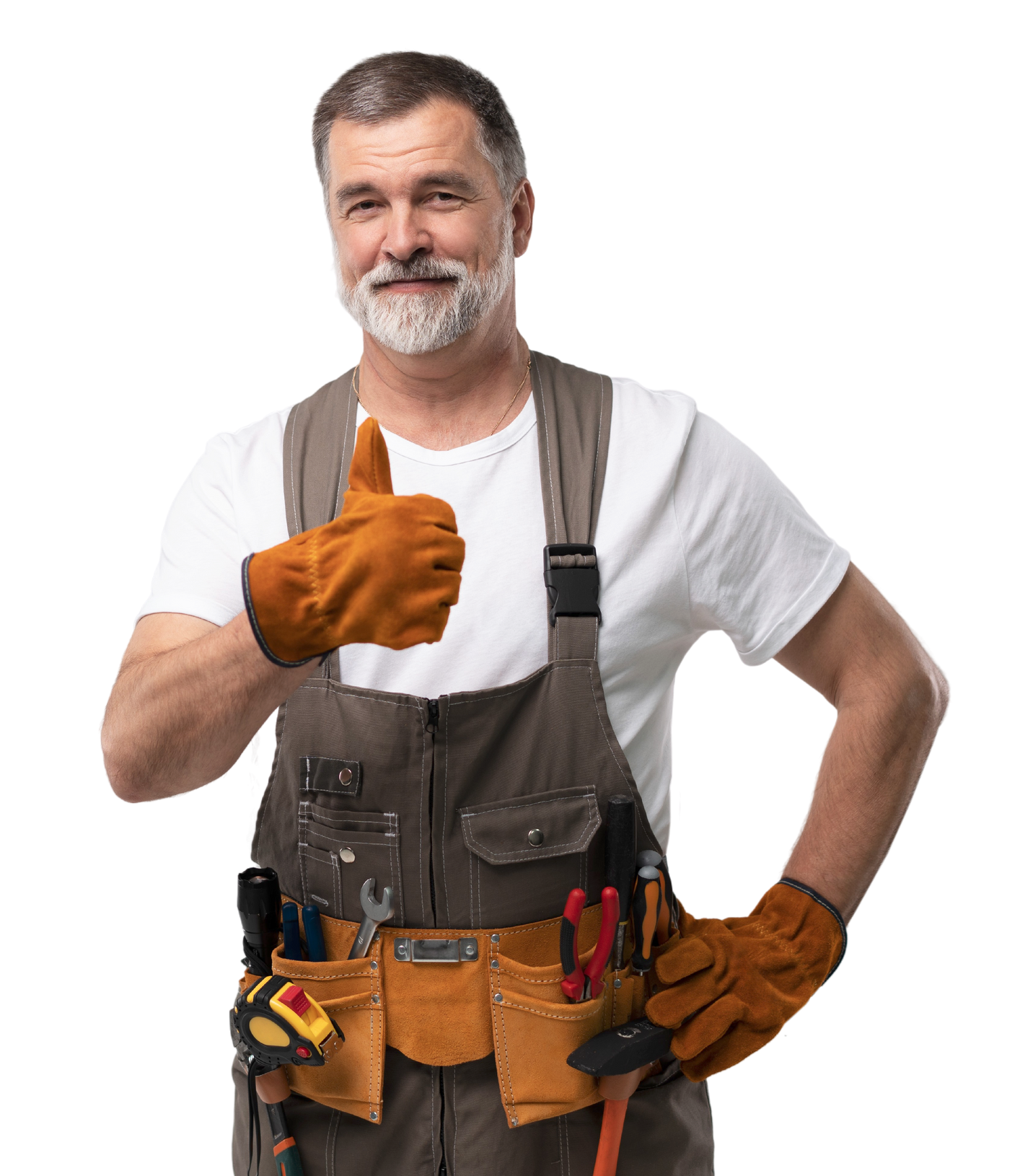 Un homme avec les outils de chantier.