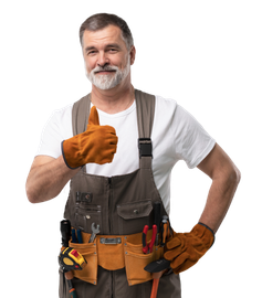 Un homme avec les outils de chantier.