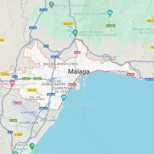 Se muestra un mapa de Málaga en una pantalla de ordenador.