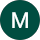 La letra m está en un círculo verde sobre un fondo blanco.