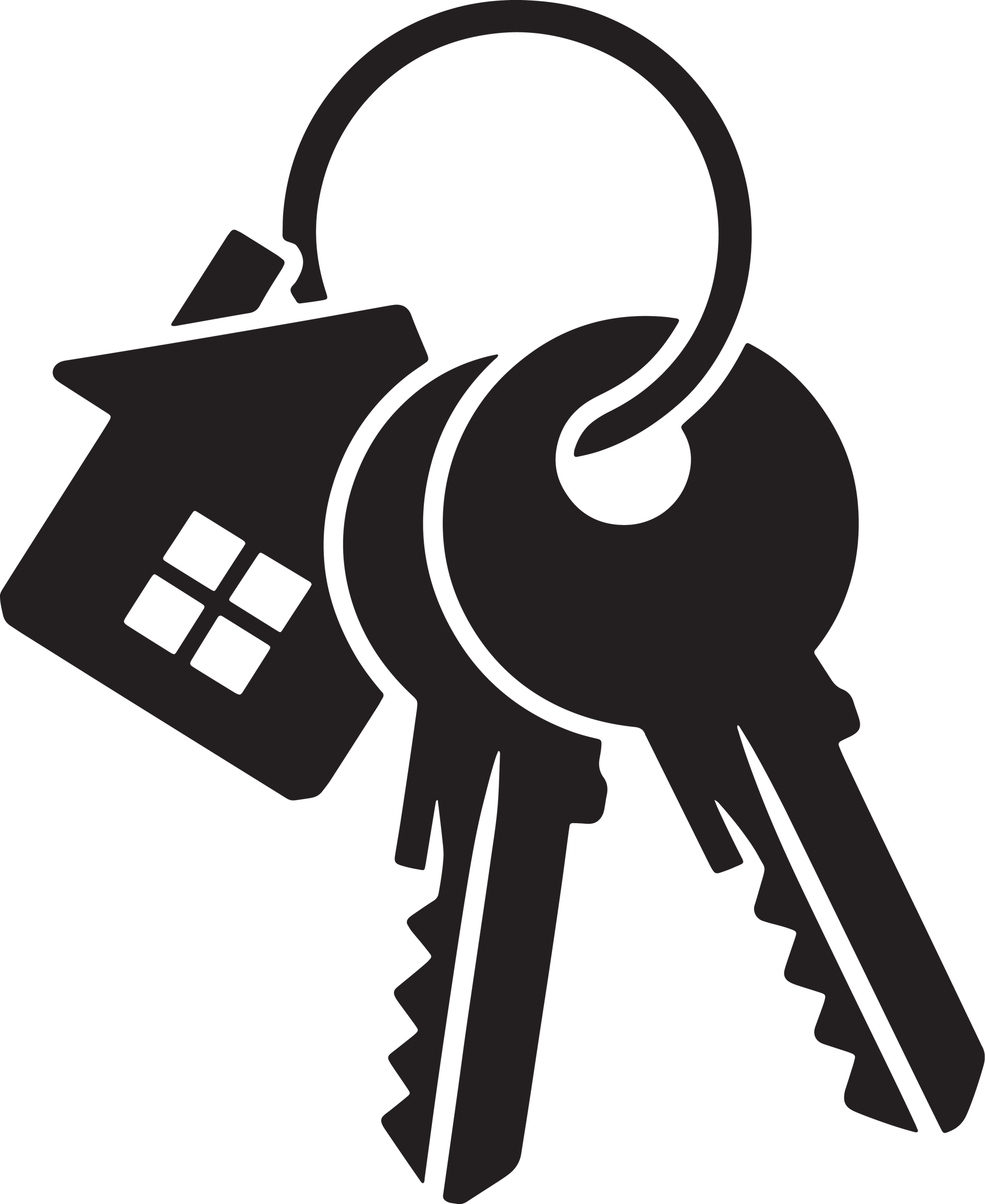 Un porte-clés en forme de maison avec deux clés attachées à un anneau.