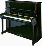 Ein schwarzes Klavier mit weißen Tasten auf weißem Hintergrund